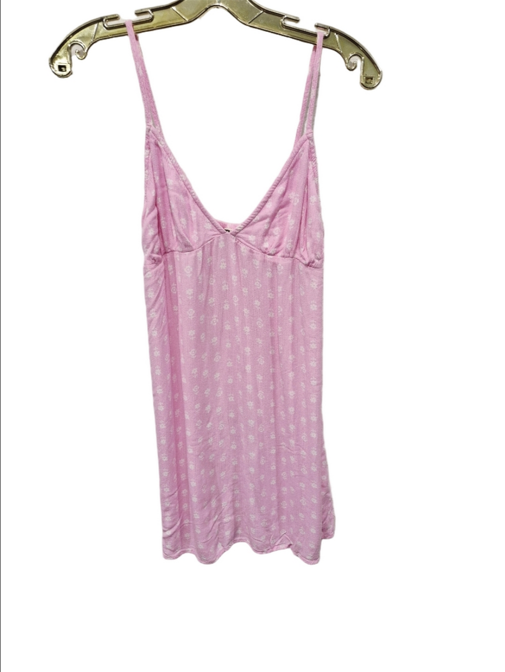 Billabong Sweet Bliss Pink Floral Gauze Mini Dress Empire Waist Sz Large